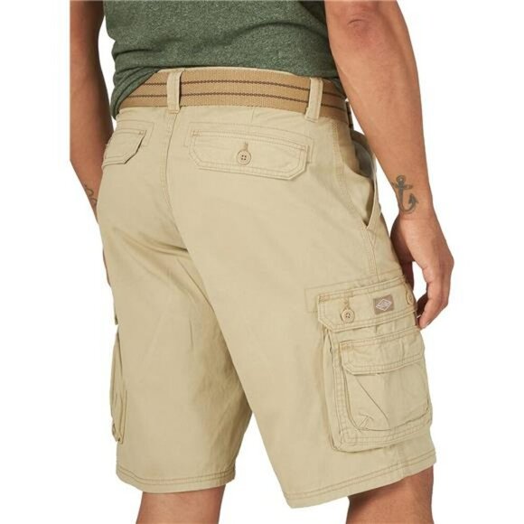 Mens Loose Fit Cargo Shorts Belted Twill Outdoor Hiking Work Utility Pockets - Picture 4 of 6